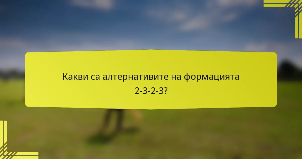 Какви са алтернативите на формацията 2-3-2-3?