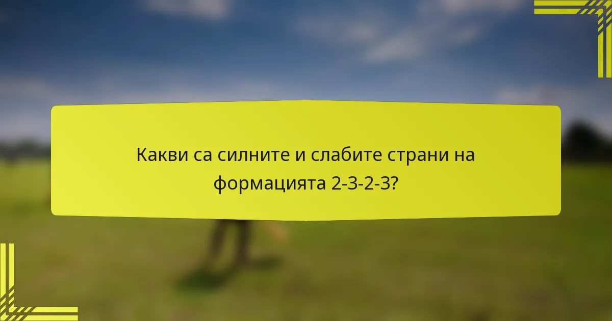 Какви са силните и слабите страни на формацията 2-3-2-3?